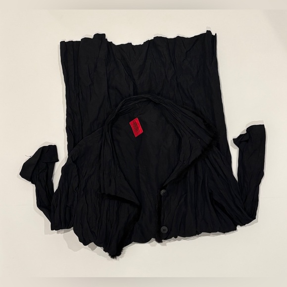 HaaT Black Long Button-Up Coat size 3 - Picture 4 of 4